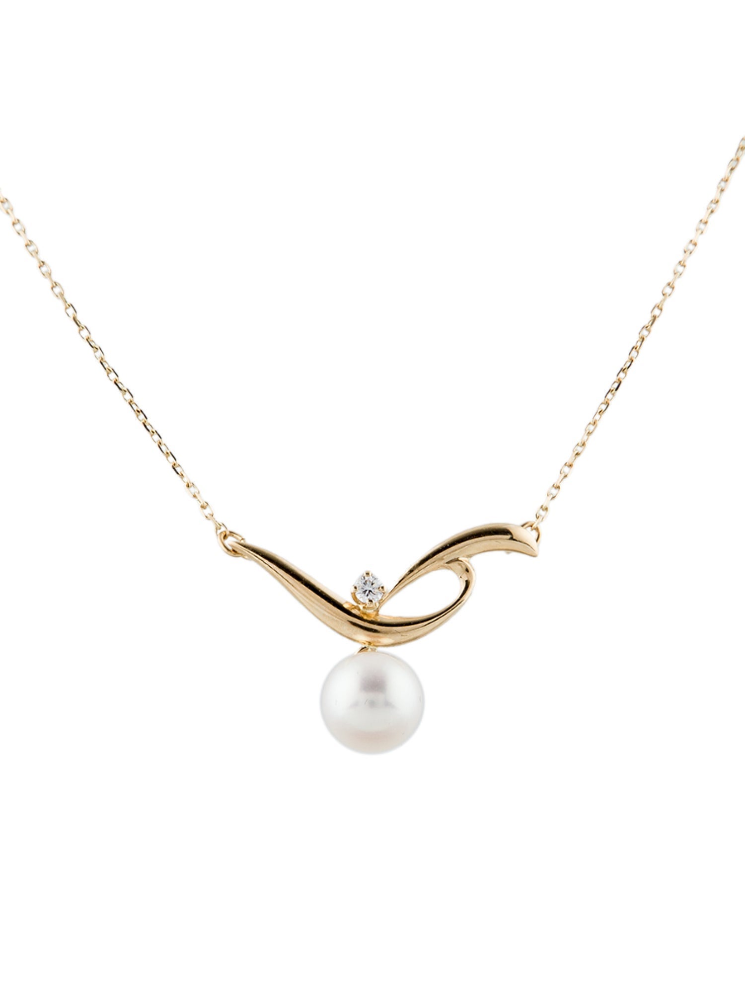 Mikimoto 18K Pearl & Diamond Pendant Necklace