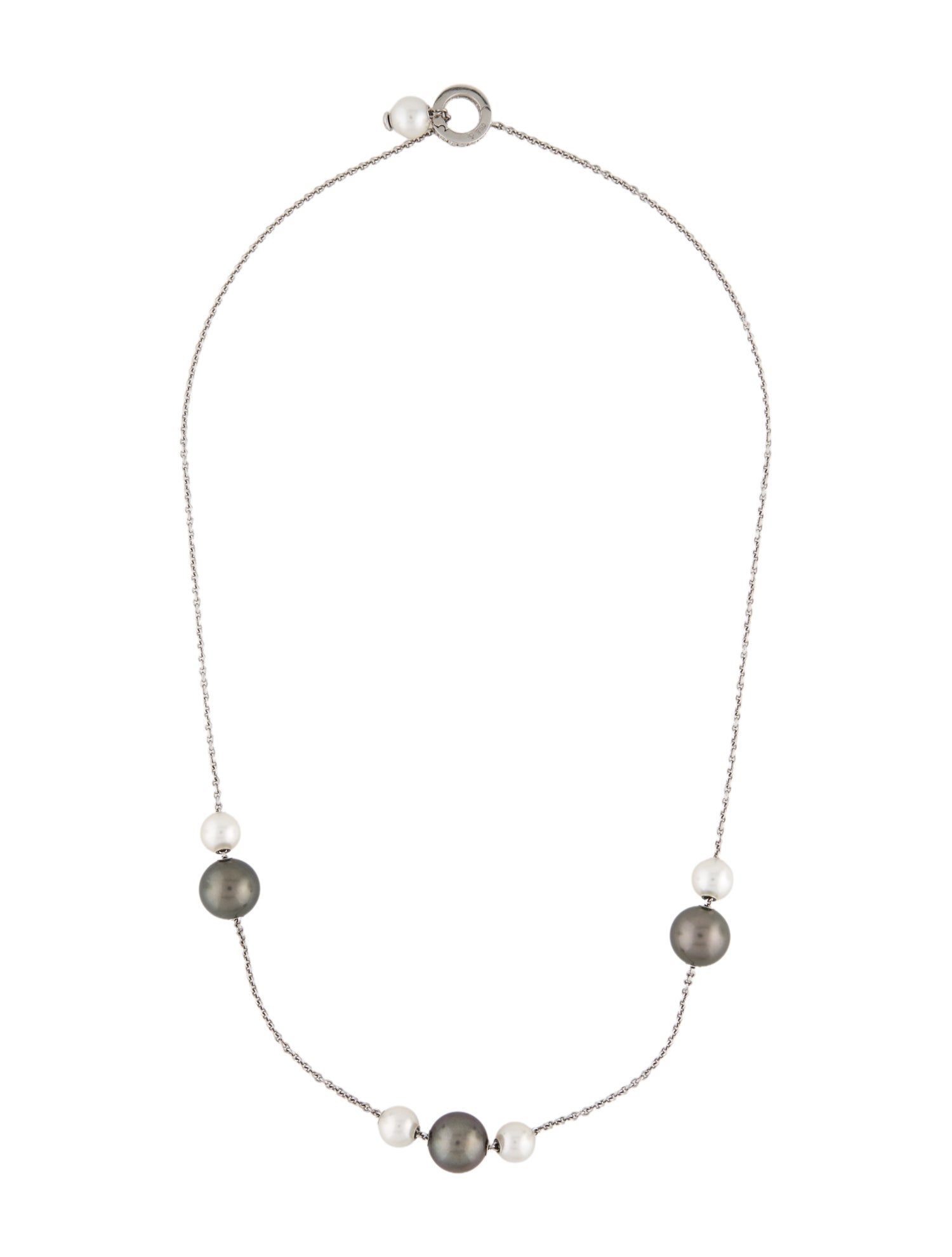 Mikimoto 18K Pearls in Motion Black South Sea, Akoya Cultured Pearl & Diamond Necklace