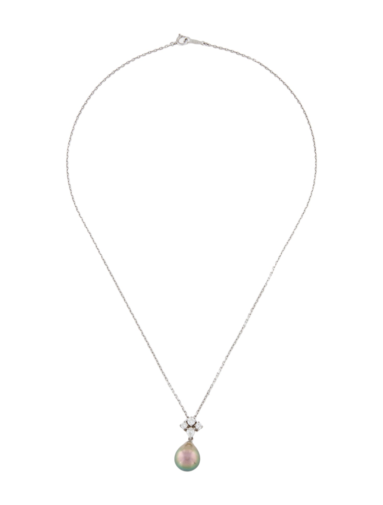 Mikimoto 18K Pearl & Diamond Drop Pendant Necklace