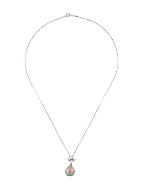 Mikimoto 18K Pearl & Diamond Drop Pendant Necklace