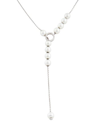 Mikimoto 18K Pearl & Diamond Motion Necklace