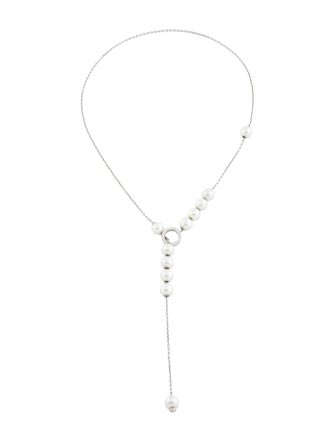 Mikimoto 18K Pearl & Diamond Motion Necklace