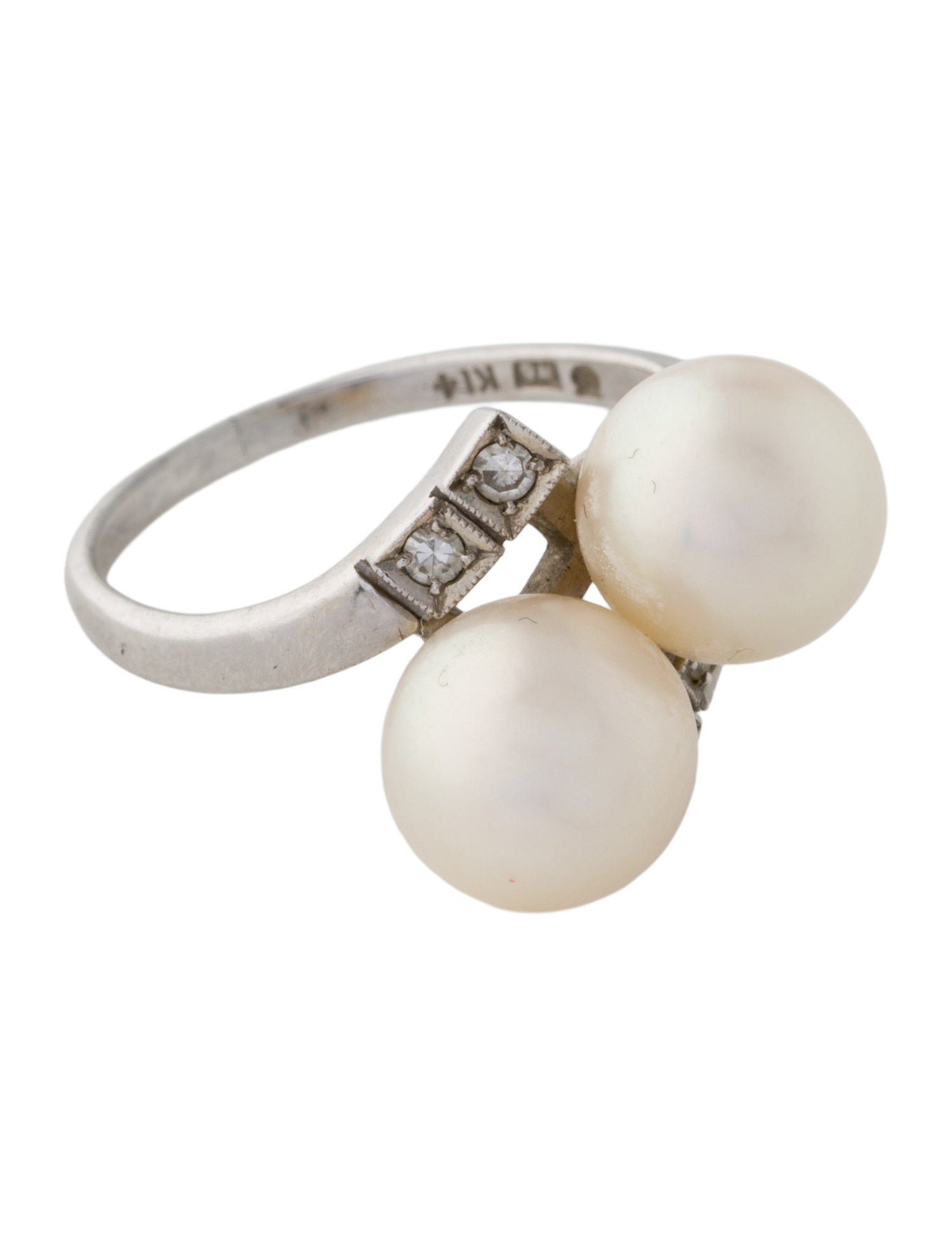 Mikimoto 14K Pearl & Diamond Cocktail Ring