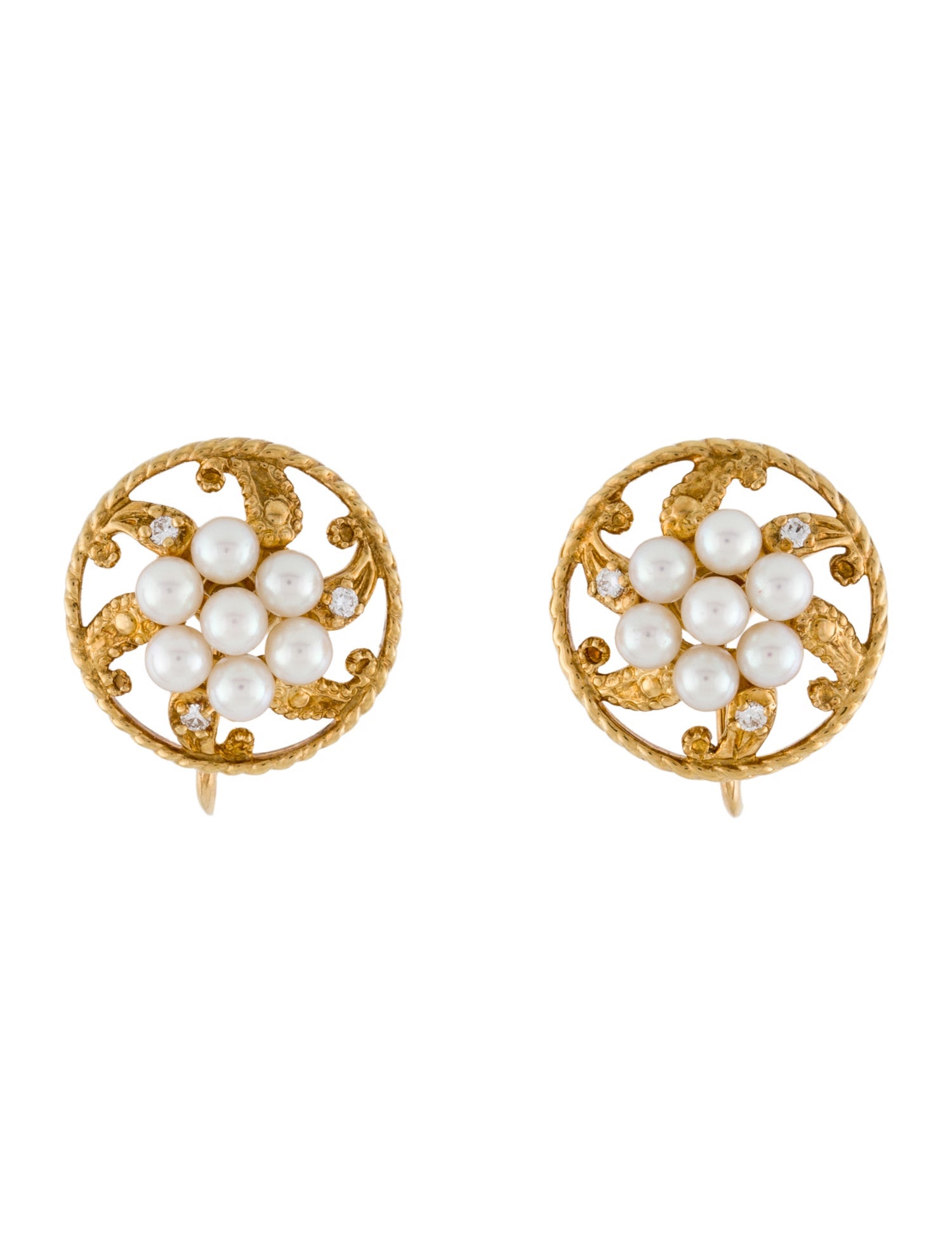 Mikimoto 18K Pearl & Diamond Clip-On Earrings