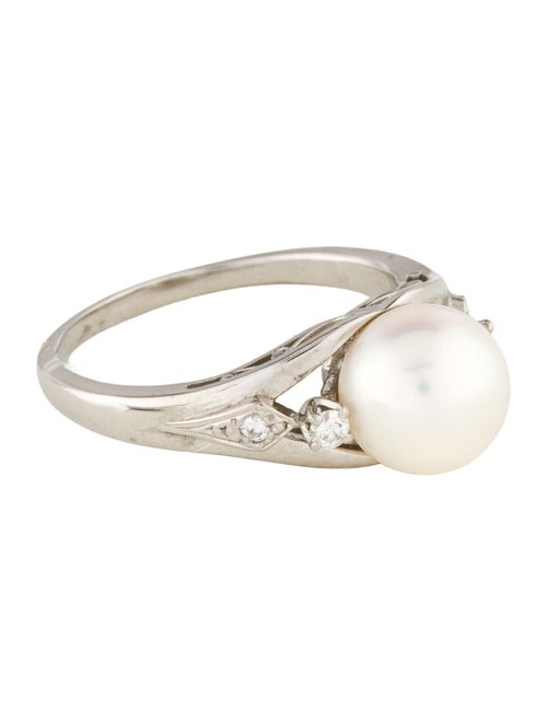Mikimoto Platinum Pearl & Diamond Cocktail Ring