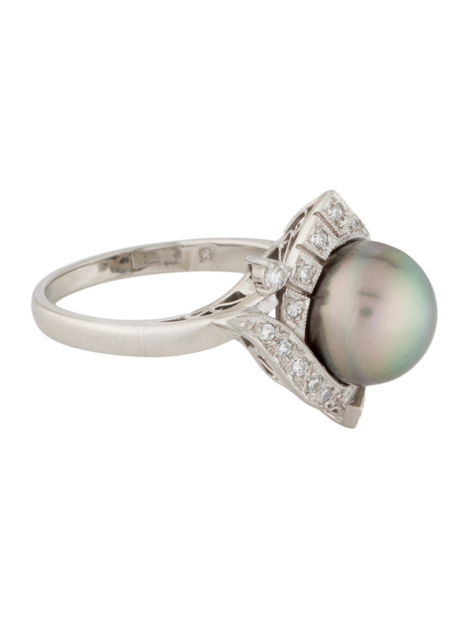 Mikimoto Platinum Pearl & Diamond Cocktail Ring