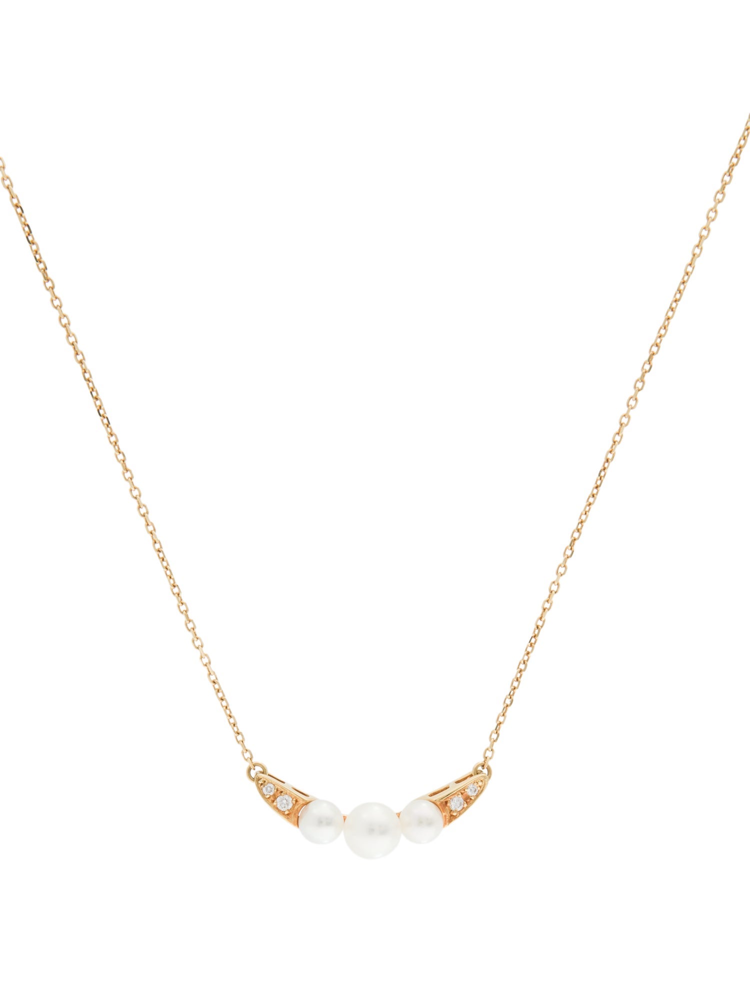 Mikimoto 18K Pearl & Diamond Pendant Necklace