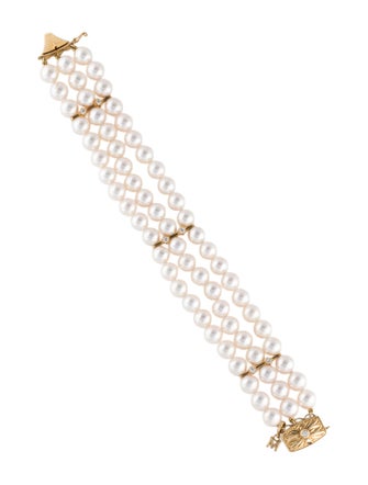 Mikimoto 18K Pearl & Diamond Multistrand Bracelet