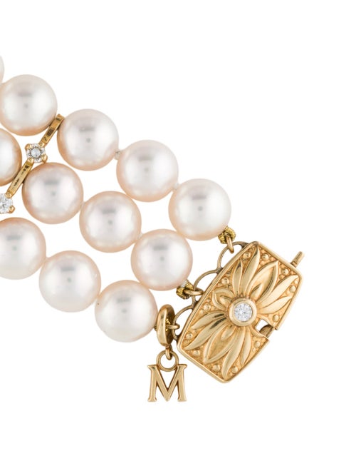 Mikimoto 18K Pearl & Diamond Multistrand Bracelet
