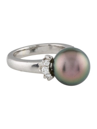 Mikimoto Platinum Pearl & Diamond Cocktail Ring