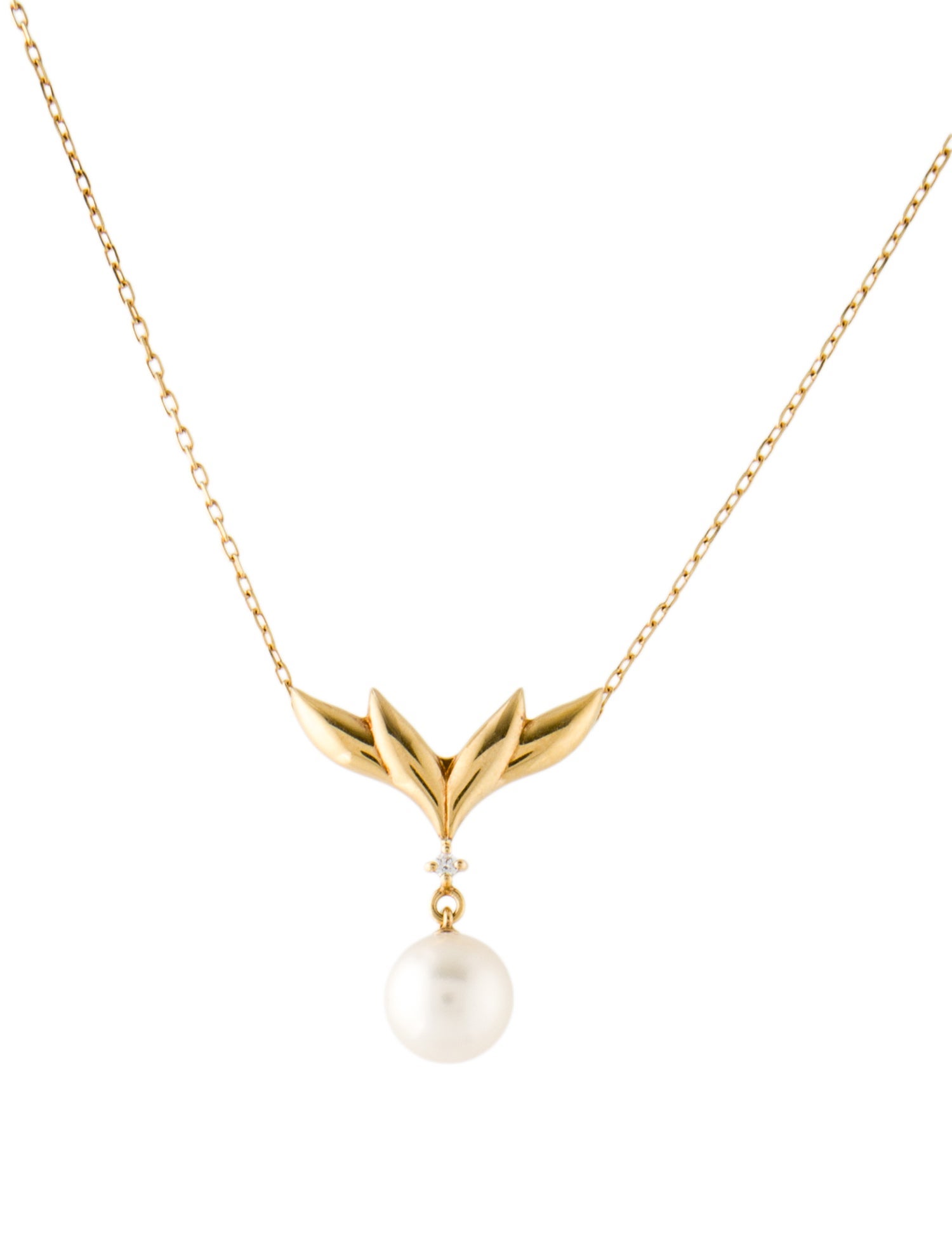 Mikimoto 18K Pearl & Diamond Pendant Necklace