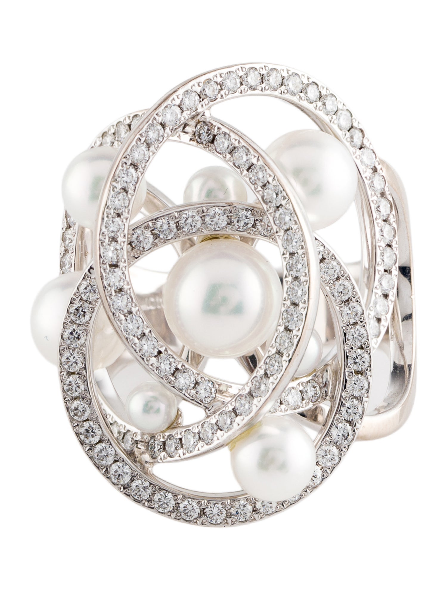 Mikimoto 18K Pearl & Diamond Cocktail Ring