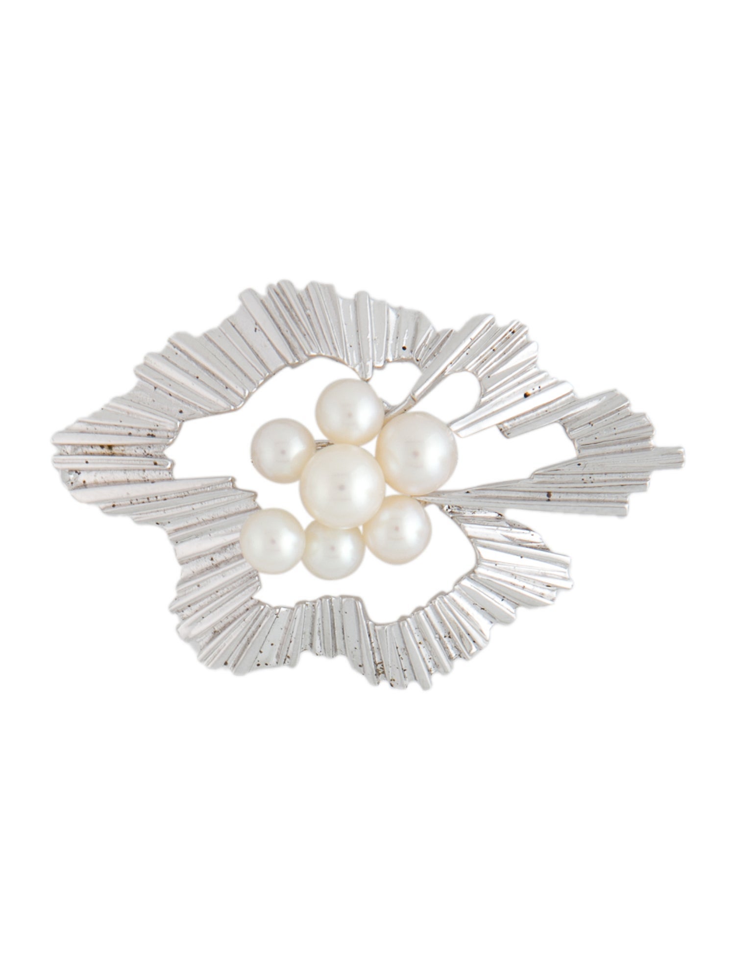 Mikimoto Cultured Pearl Abstract Pin Brooch