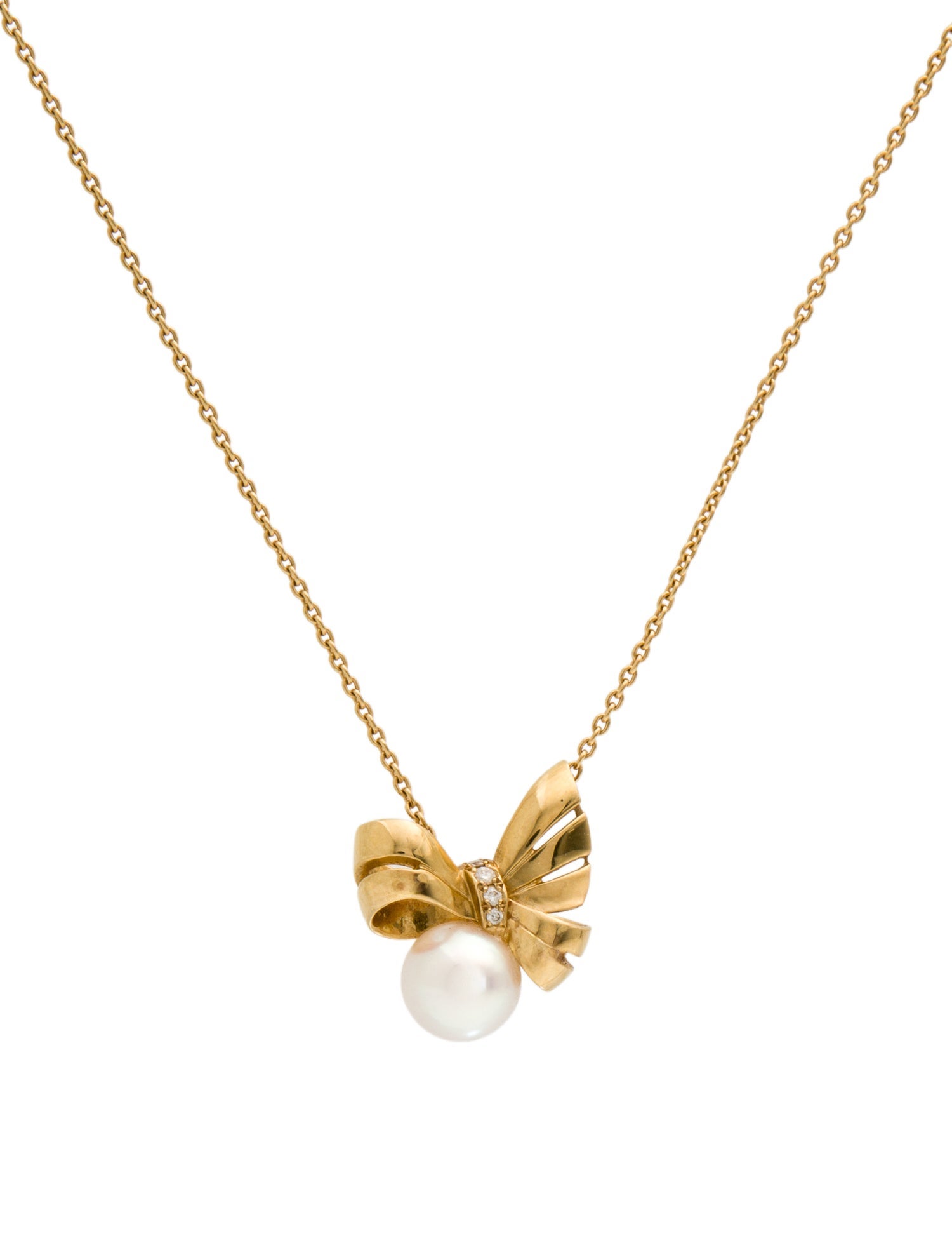 Mikimoto 18K Jeux de Rubans Pearl & Diamond Pendant Necklace