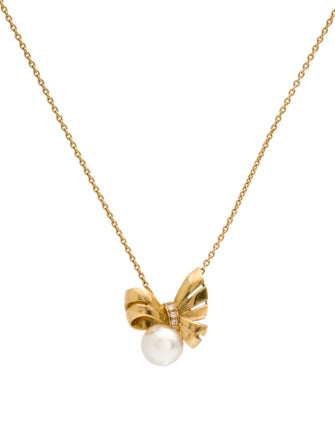 Mikimoto 18K Jeux de Rubans Pearl & Diamond Pendant Necklace