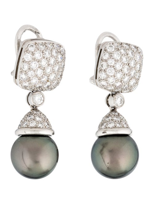 Mikimoto Platinum Pearl & 3.75ctw Diamond Drop Earrings