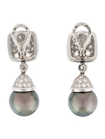 Mikimoto Platinum Pearl & 3.75ctw Diamond Drop Earrings