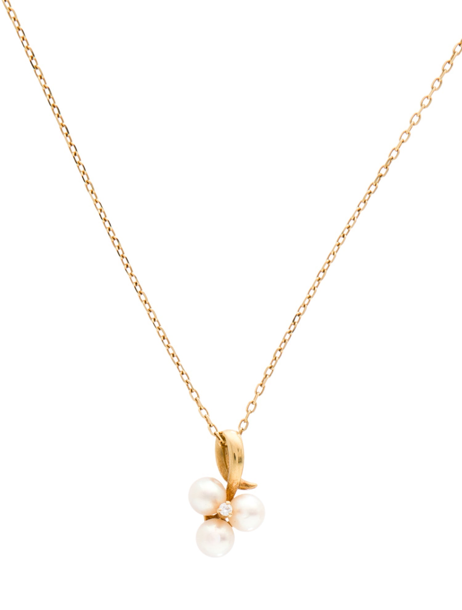 Mikimoto 18K Pearl & Diamond Cluster Pendant Necklace