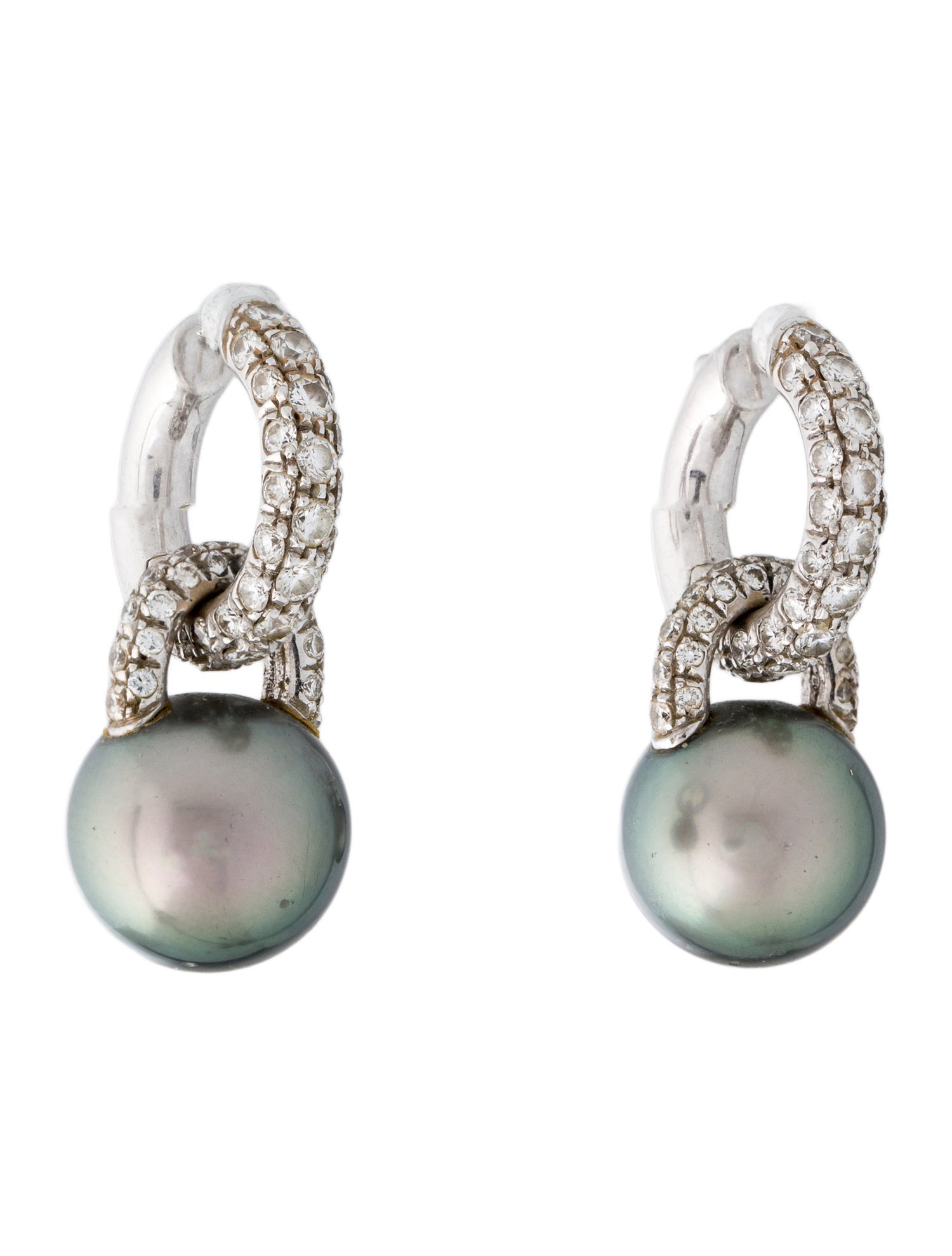 Mikimoto 18K Pearl & Diamond Pave Drop Earrings