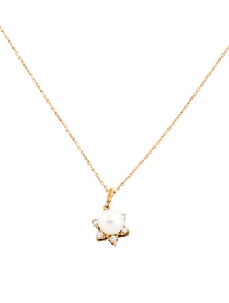 Mikimoto 18K Cultured Pearl & Diamond Pendant Necklace