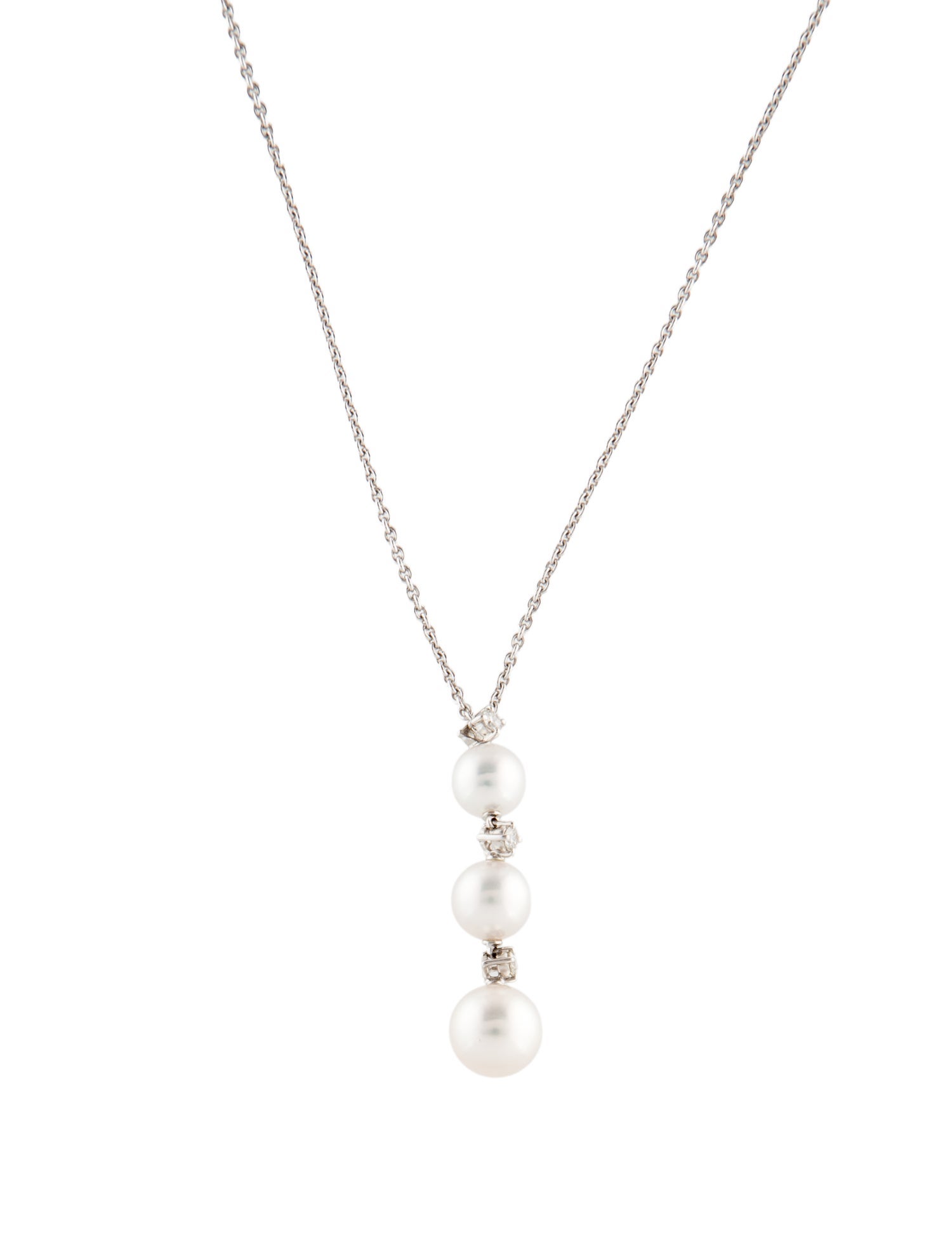 Mikimoto 18K Pearl & Diamond Pendant Necklace