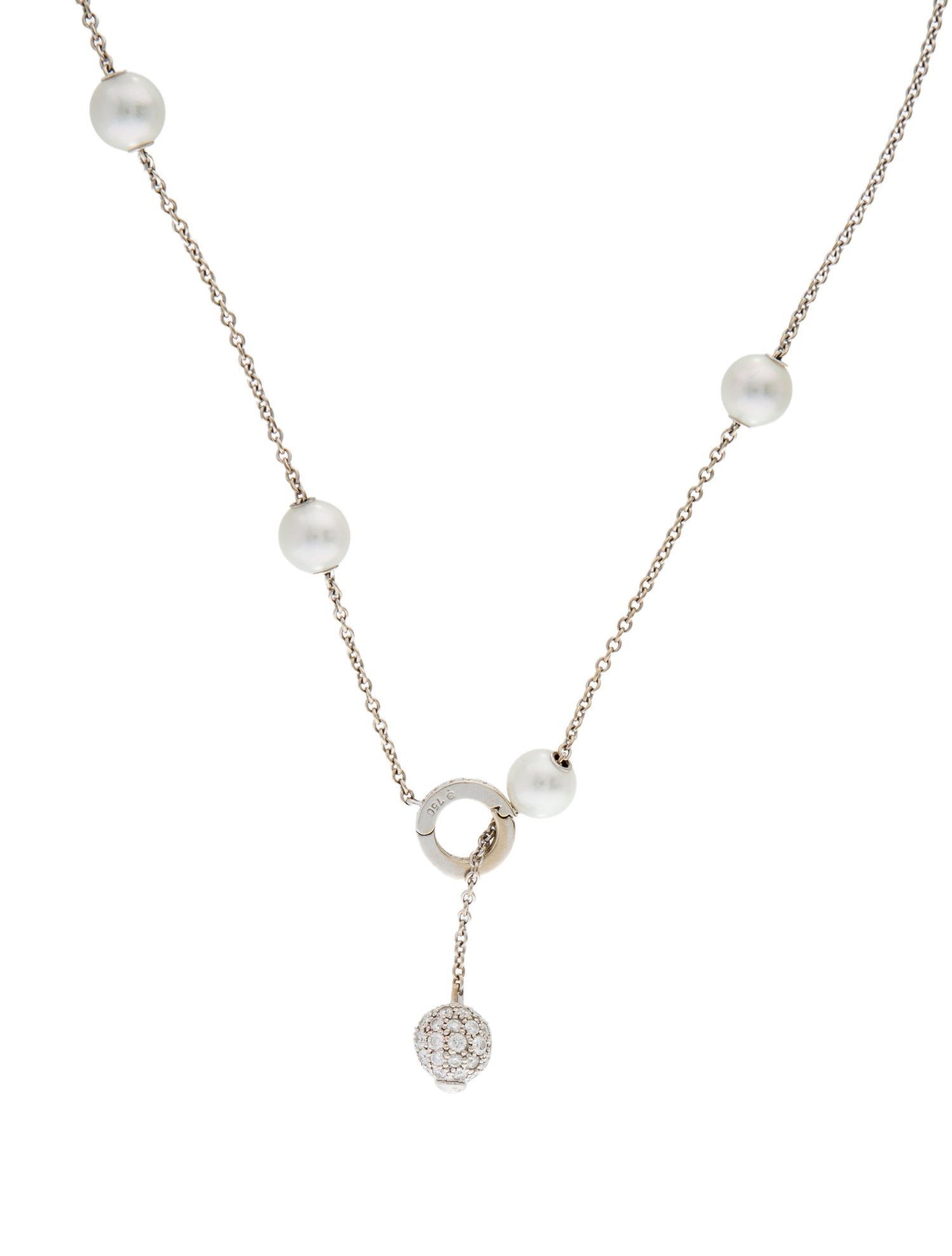 Mikimoto 18K Pearl & Diamond 'Pearls in Motion' Lariat Necklace