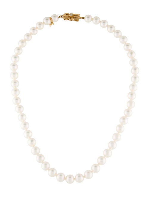 Mikimoto 18K Pearl & Diamond Strand Necklace
