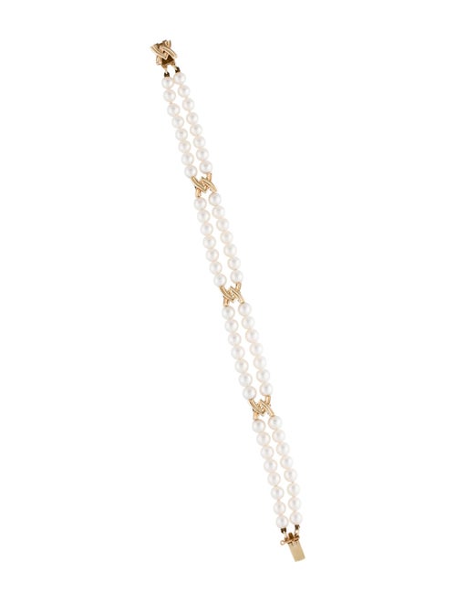 Mikimoto 14K Pearl Double Strand Station Bracelet