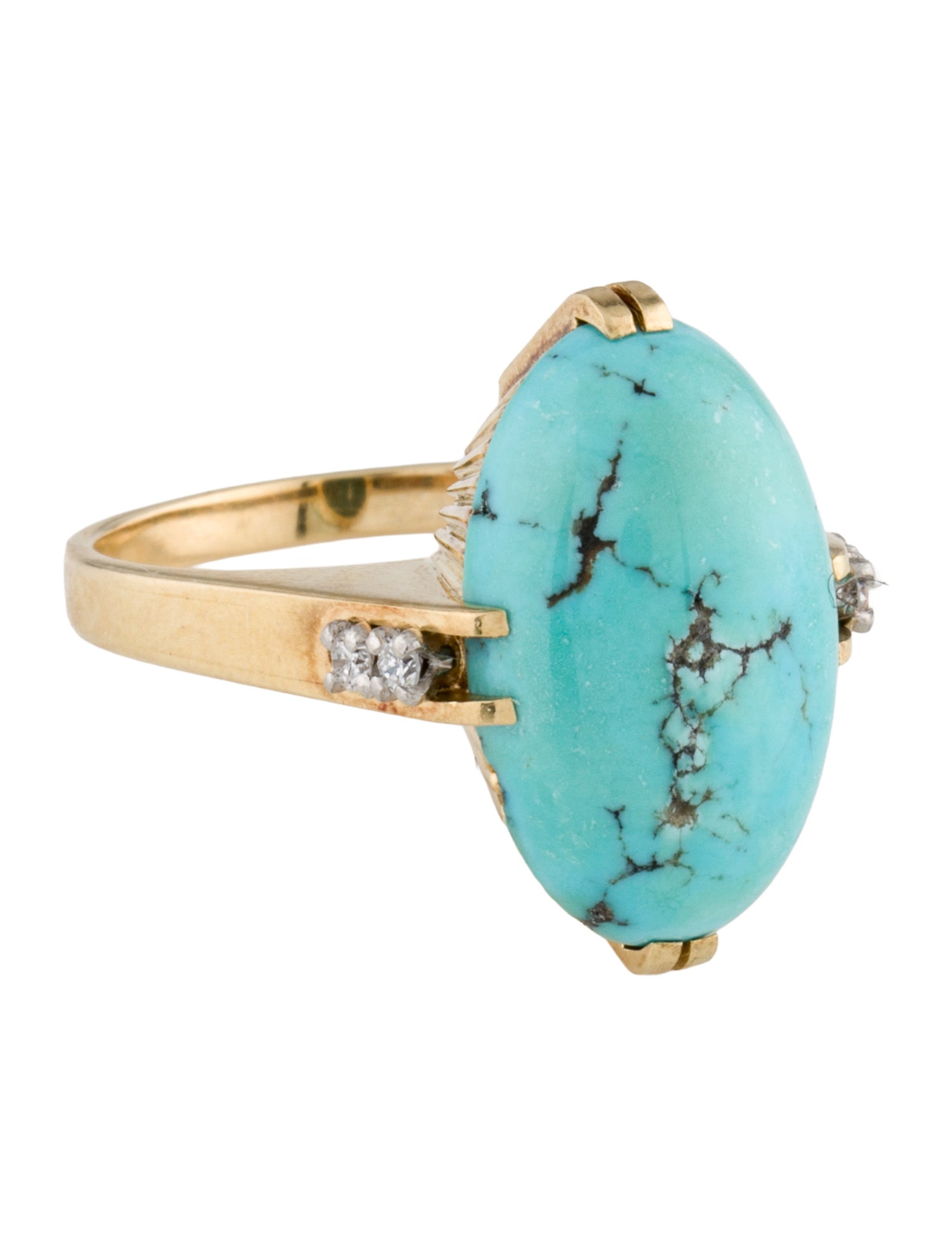 Mikimoto 18K Turquoise & Diamond Cockatil Ring