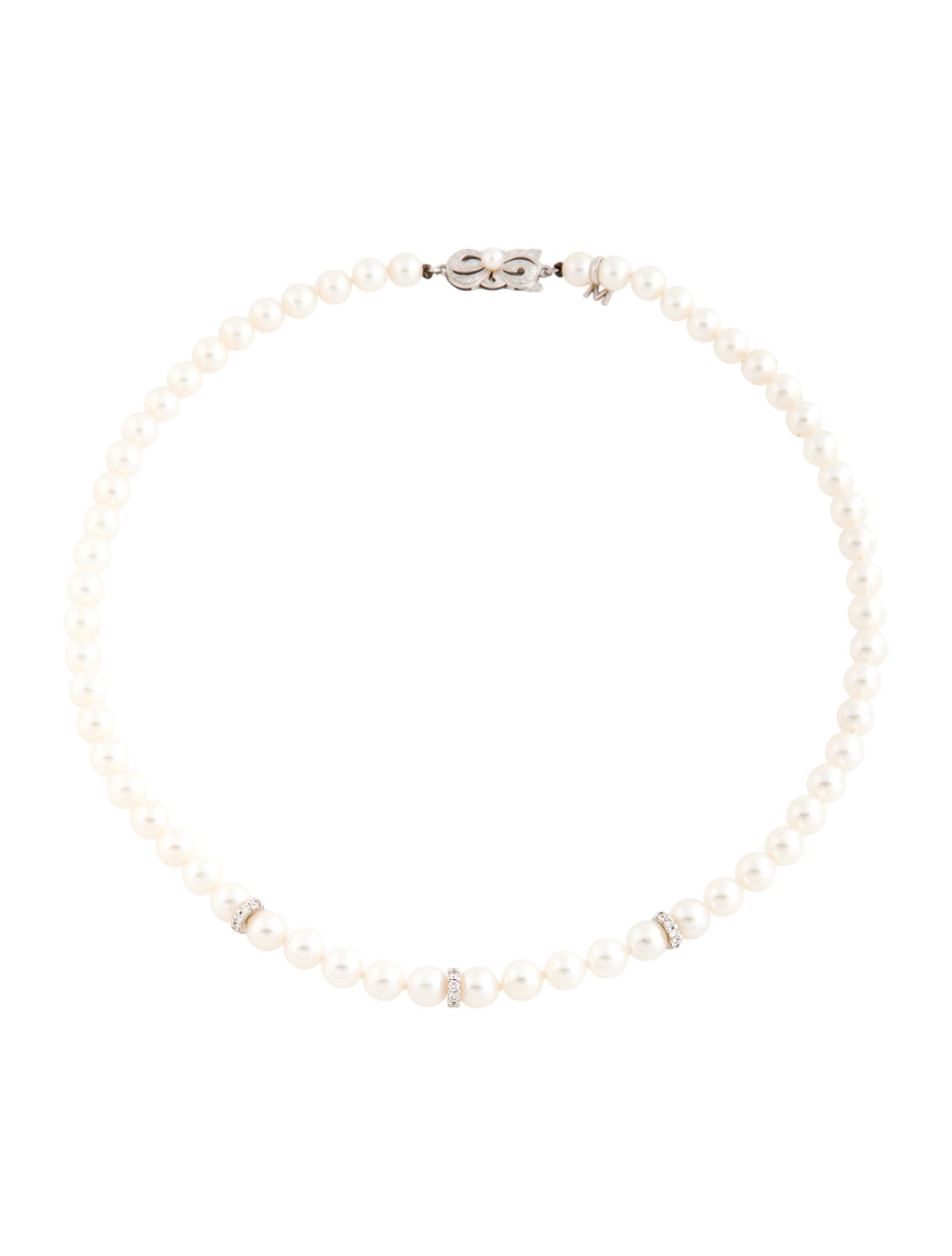 Mikimoto 18K Pearl & Diamond Strand Necklace