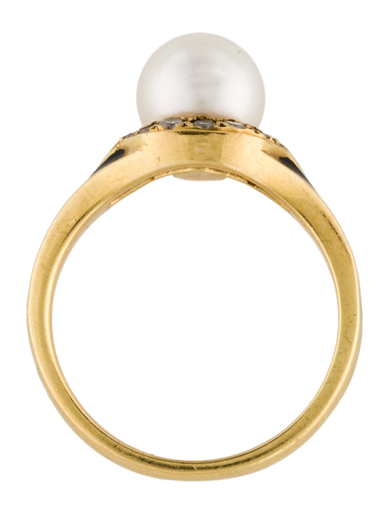Mikimoto 18K Pearl, Diamond & Enamel Ring