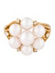 Mikimoto 18K Pearl & Diamond Cluster Cocktail Ring