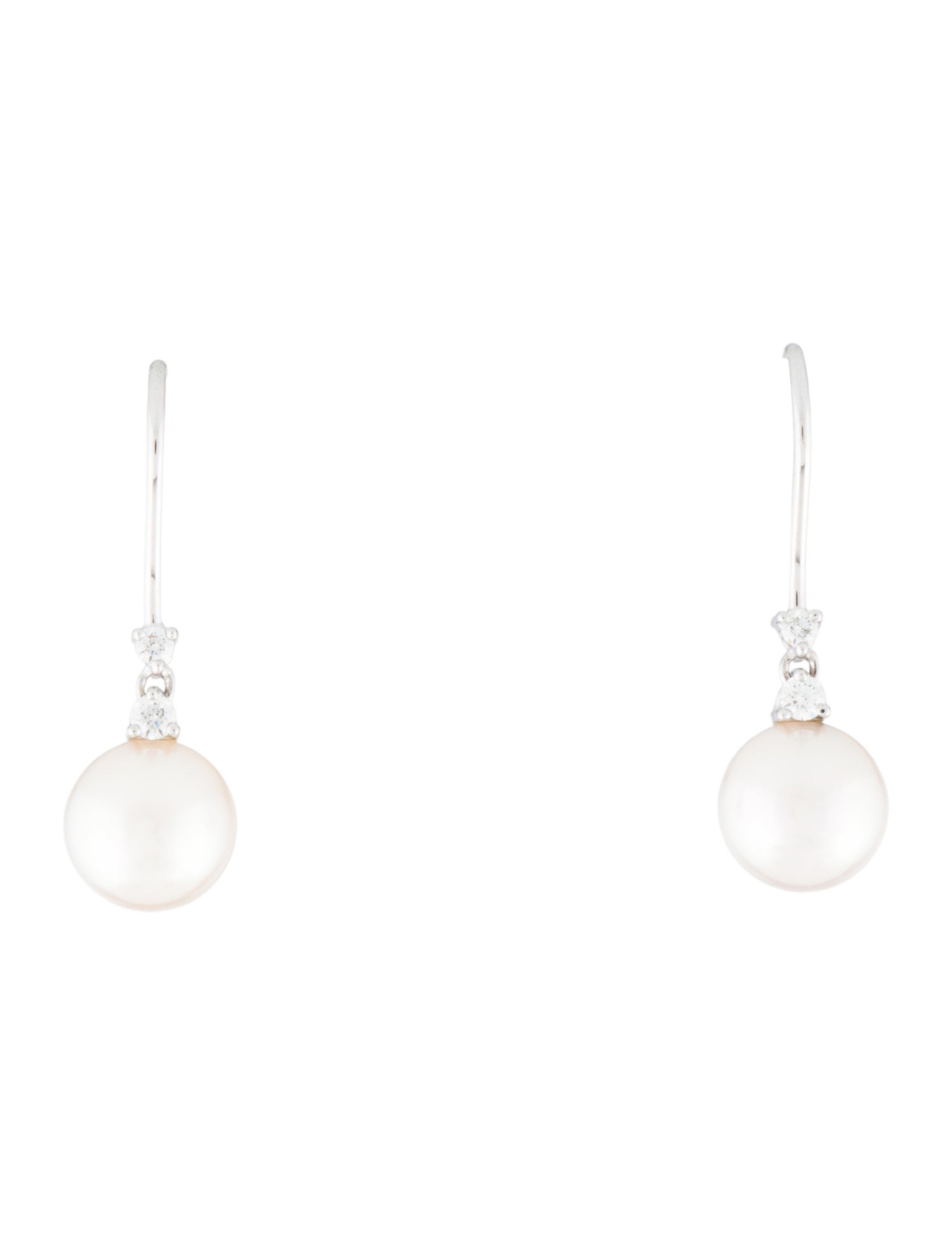 Mikimoto 18K Pearl & Diamond Drop Earrings