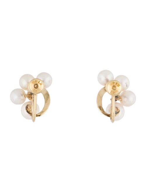 Mikimoto 14K Pearl Cluster Clip-On Stud Earrings