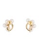 Mikimoto 14K Pearl Cluster Clip-On Stud Earrings
