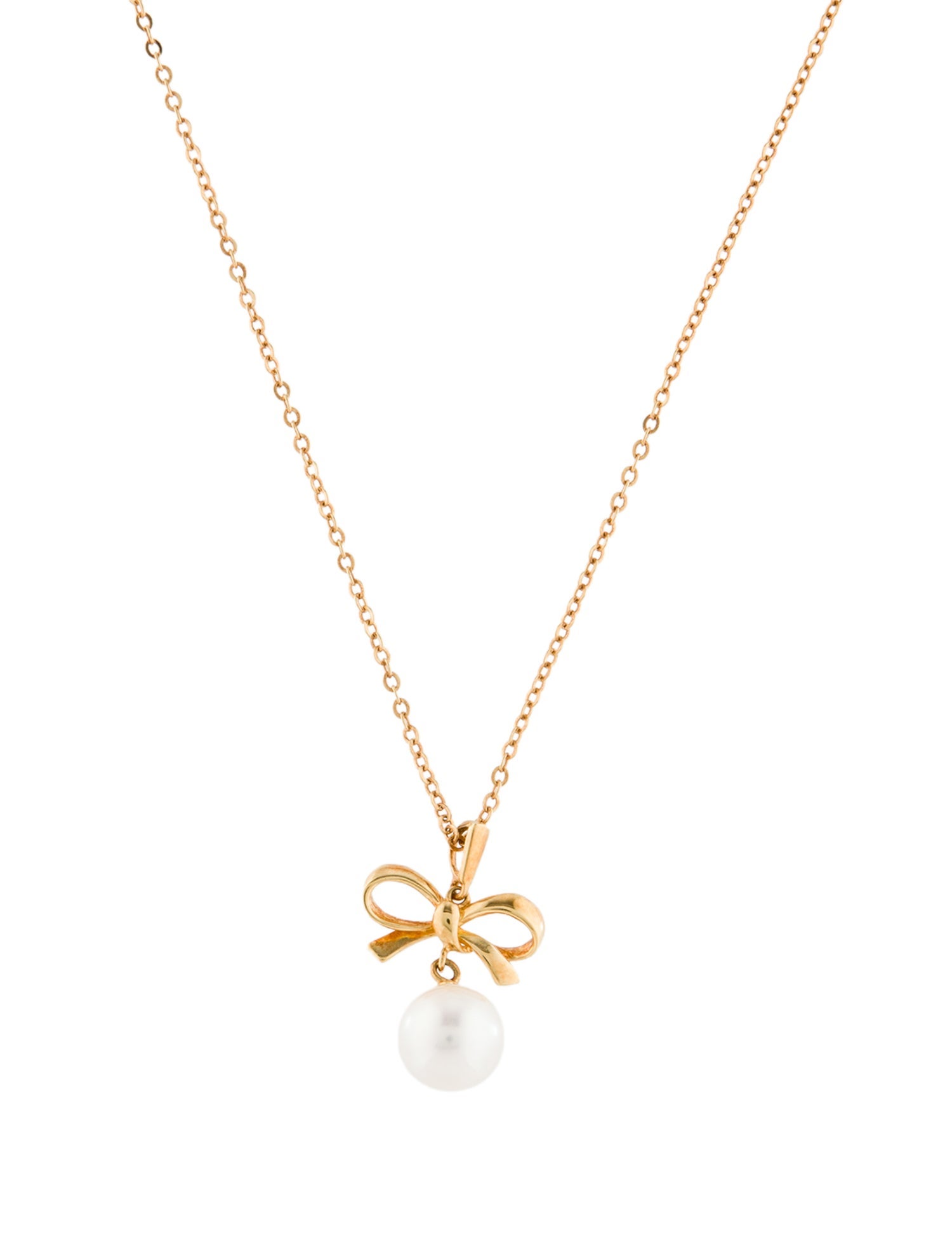 Mikimoto 18K Pearl Bow Pendant Necklace