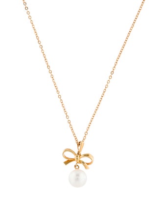 Mikimoto 18K Pearl Bow Pendant Necklace