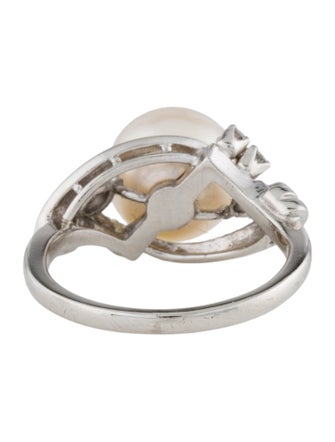 Mikimoto Platinum Pearl & Diamond Ring
