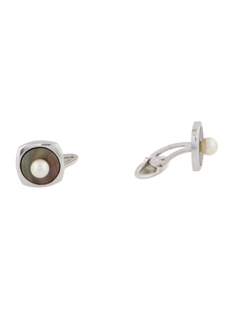 Mikimoto Pearl & Mother Of Pearl Square Cufflinks