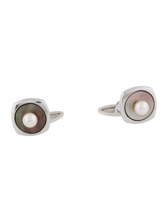 Mikimoto Pearl & Mother Of Pearl Square Cufflinks
