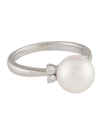 Mikimoto Platinum Pearl & Diamond Cocktail Ring
