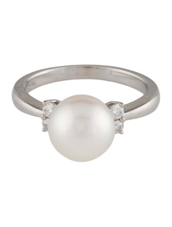 Mikimoto Platinum Pearl & Diamond Cocktail Ring