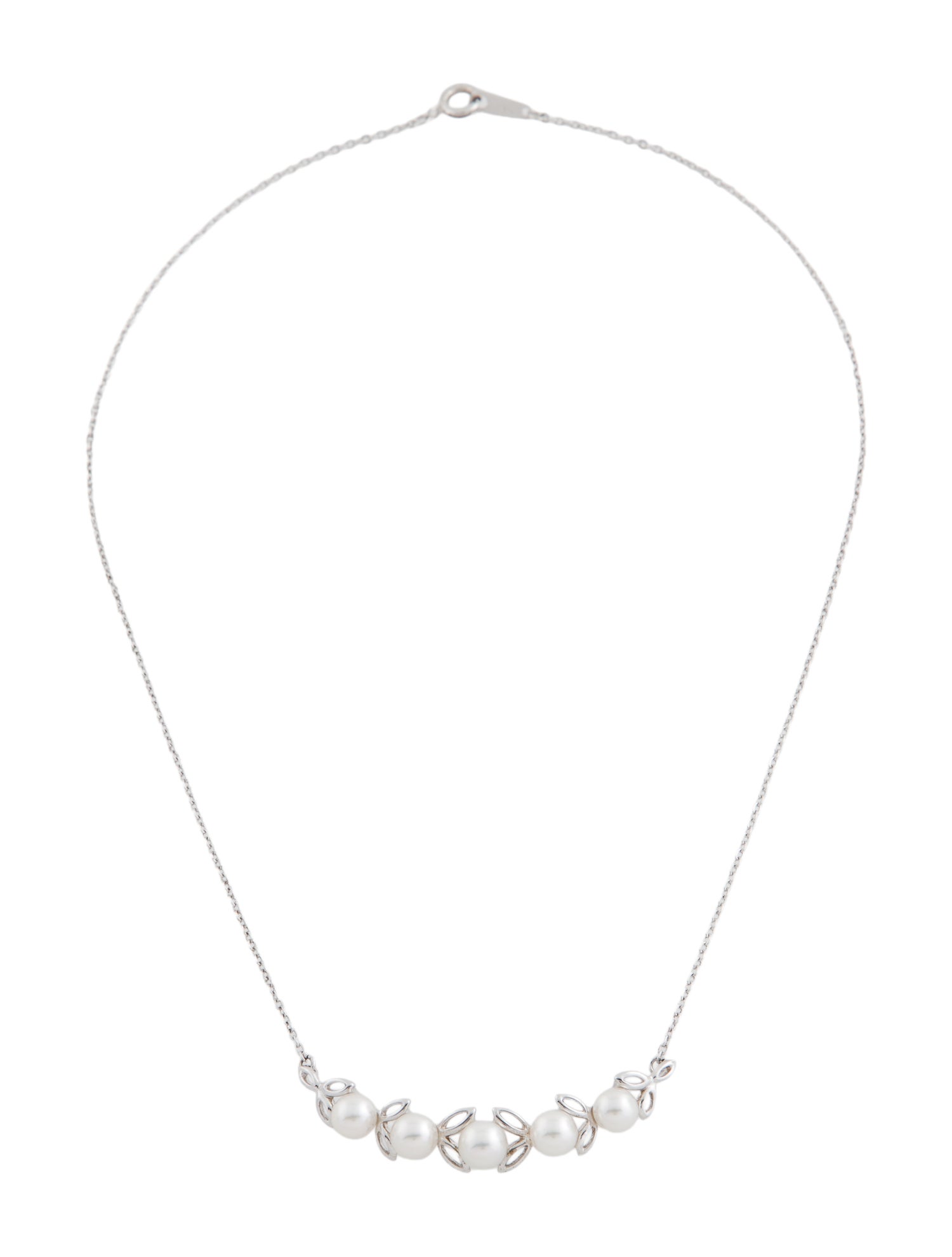 Mikimoto Pearl Leaf Station Necklace