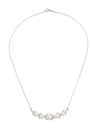 Mikimoto Pearl Leaf Station Necklace