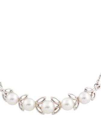 Mikimoto Pearl Leaf Station Necklace