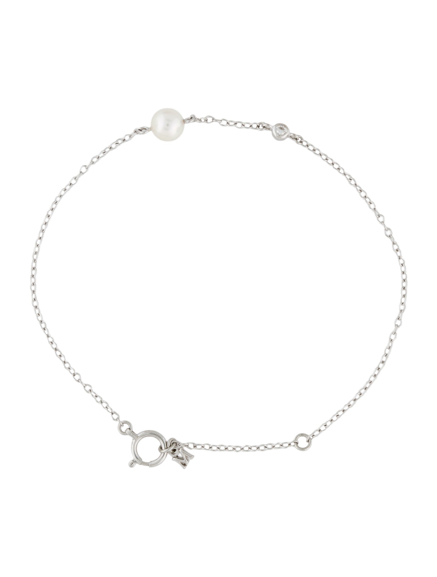 Mikimoto 18K Pearl & Diamond Station Bracelet