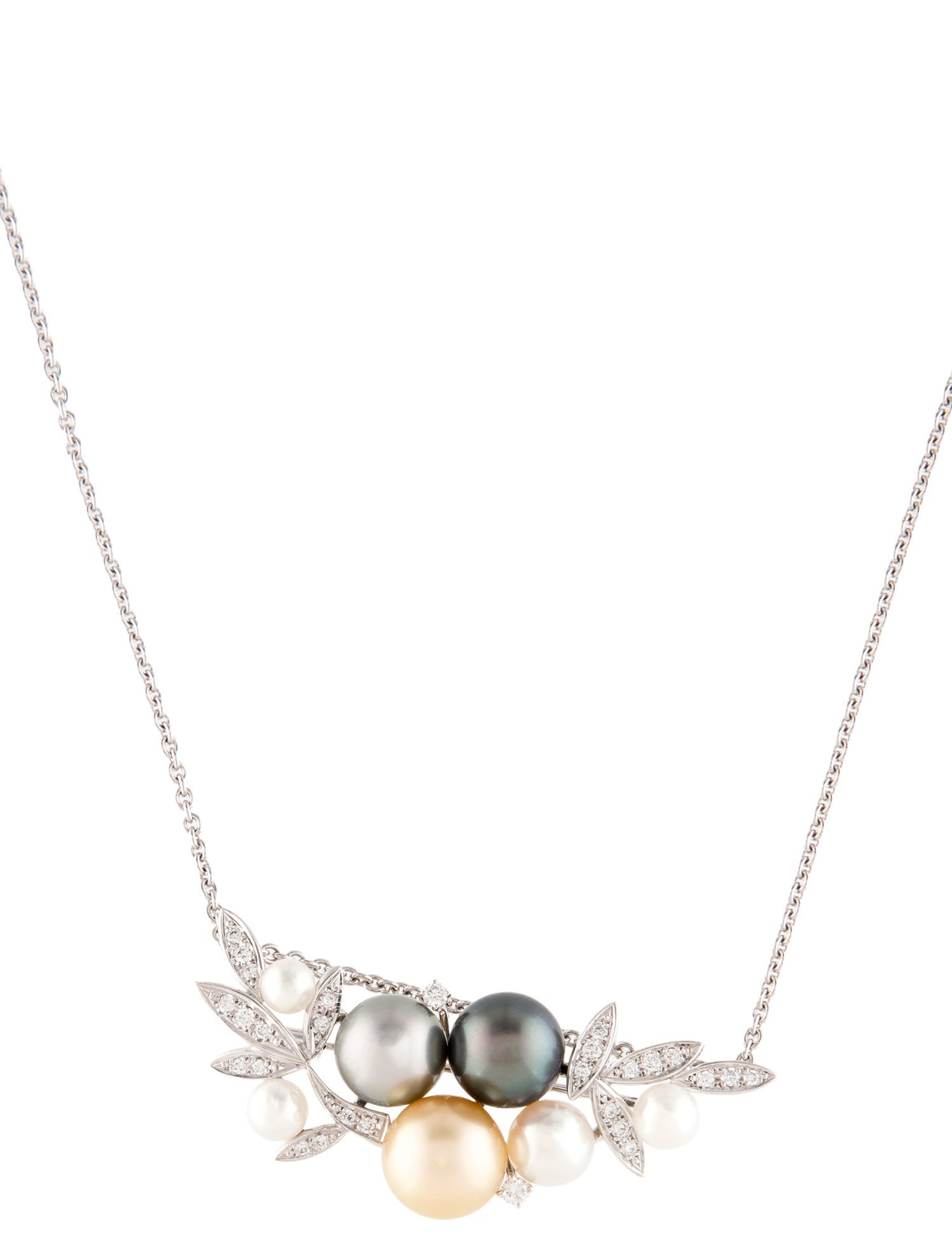 Mikimoto 18K Pearl & Diamond Convertible Brooch Pendant Necklace