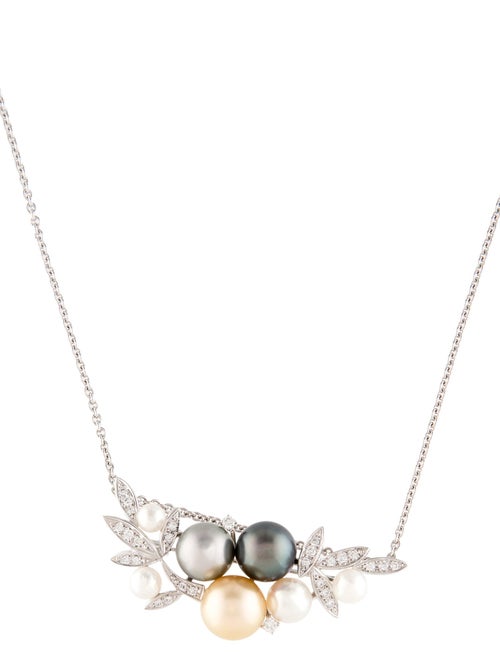 Mikimoto 18K Pearl & Diamond Convertible Brooch Pendant Necklace