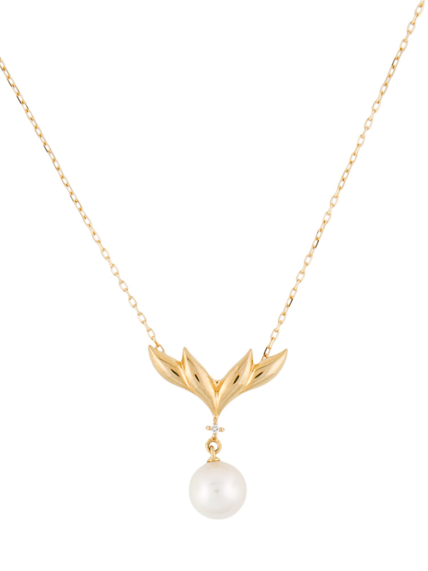 Mikimoto 18K Pearl & Diamond Pendant Necklace