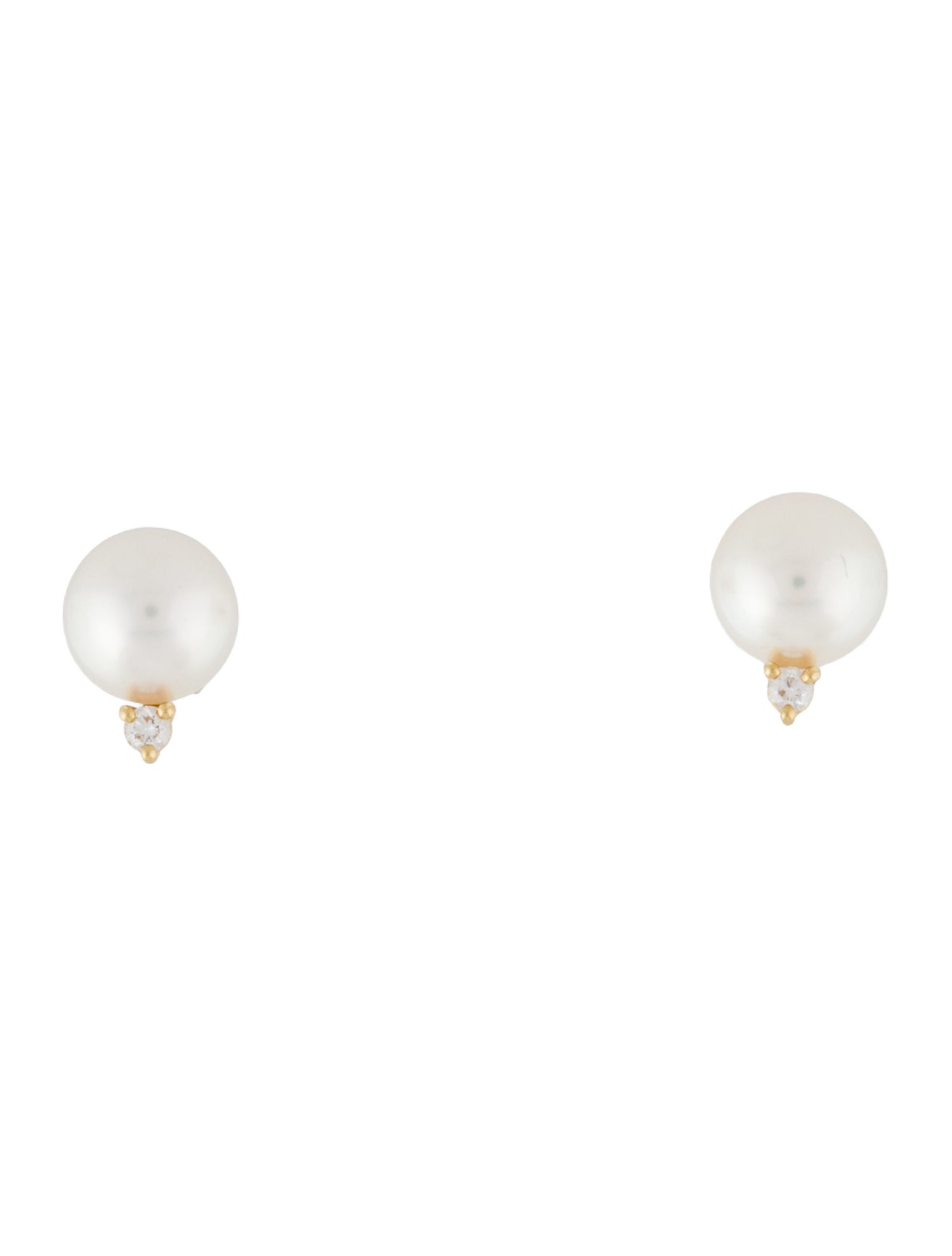 Mikimoto 18K Cultured Akoya Pearl & Diamond Stud Earrings
